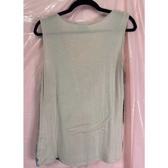 Women's Beige Grey Floral Pattern Tank Top - Picture 2 of 2